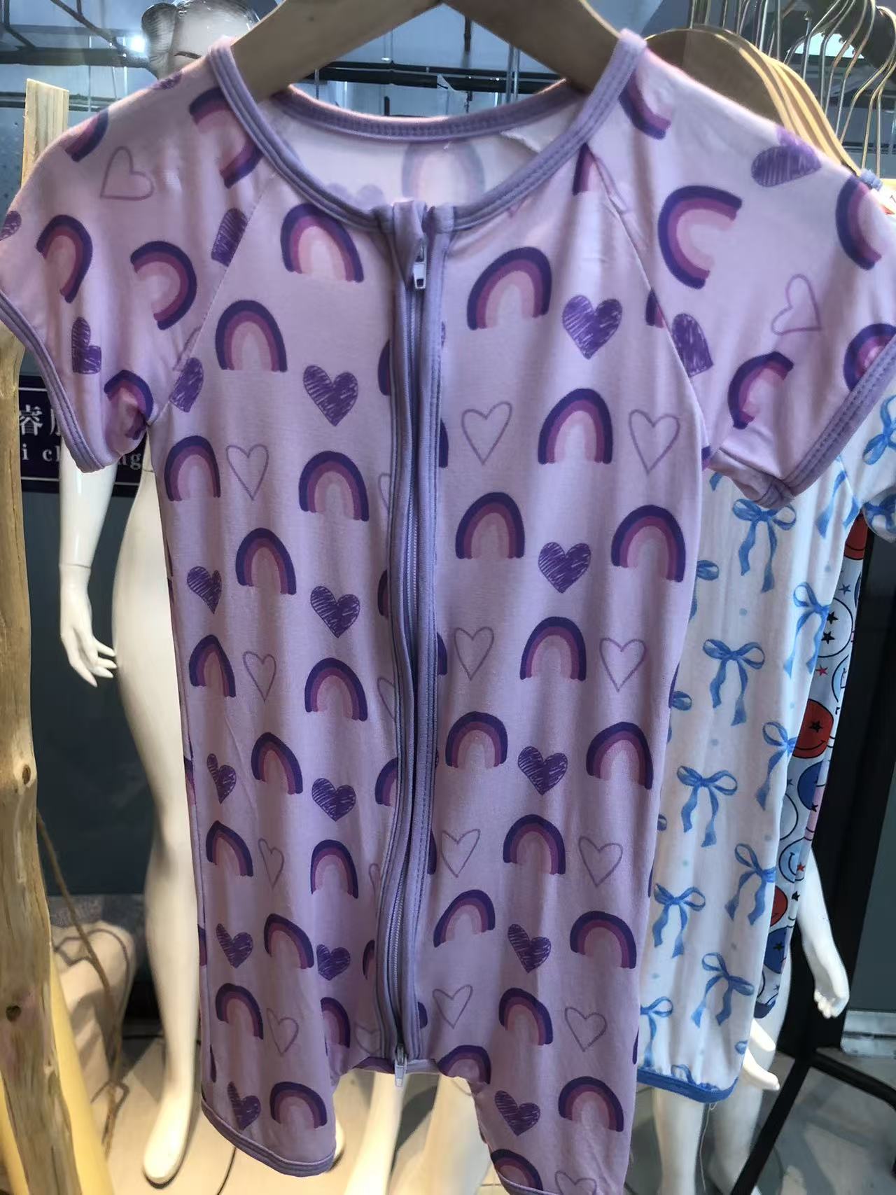 Children's Short Sleeve Onesie with Rainbow Pattern