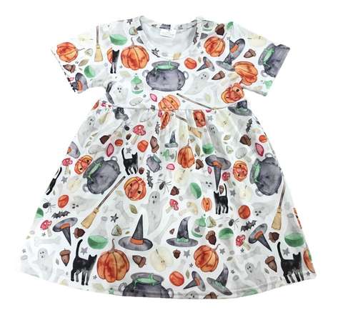 Halloween-Themed Short Sleeve Dress