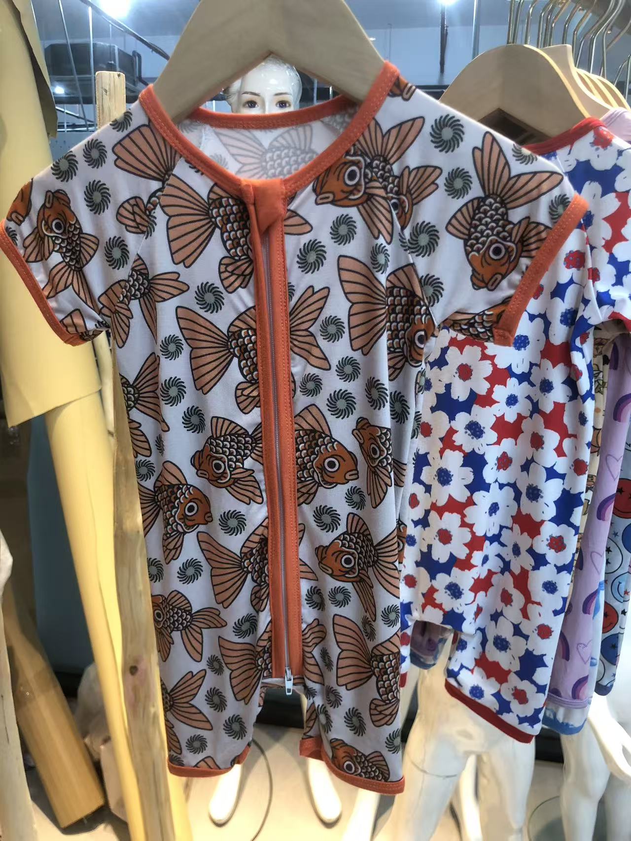 Fish Print Short Sleeve Children's Romper