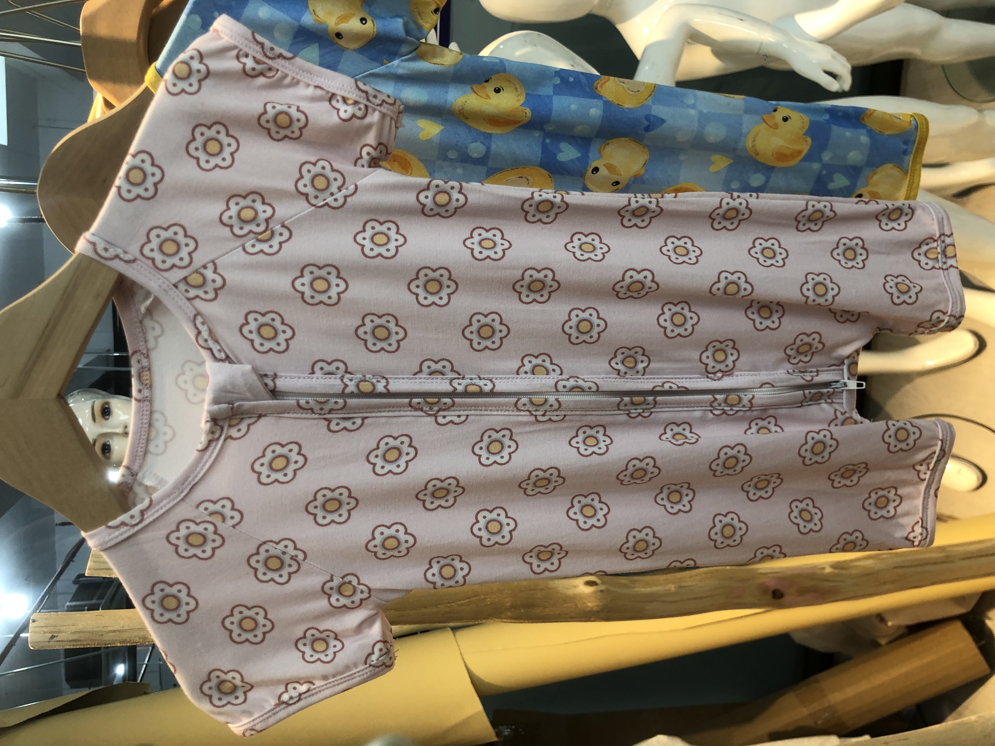 Floral Short Sleeve Zippered Romper