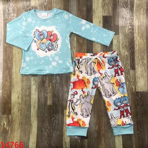 Children's Long Sleeve Printed Shirt and Cartoon Pants Set