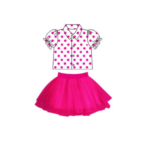 Polka Dot Short Sleeve Top and Tutu Skirt Set