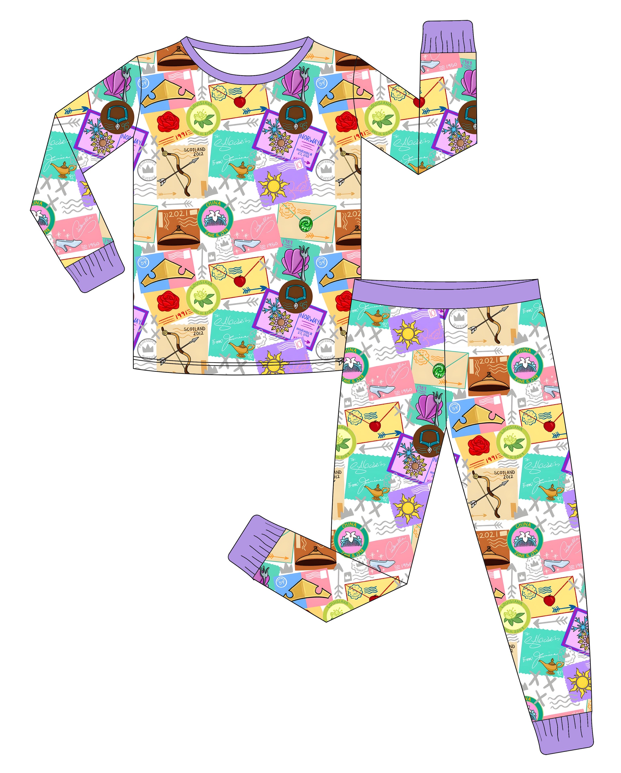 Printed Long Sleeve Pajama Set for Kids