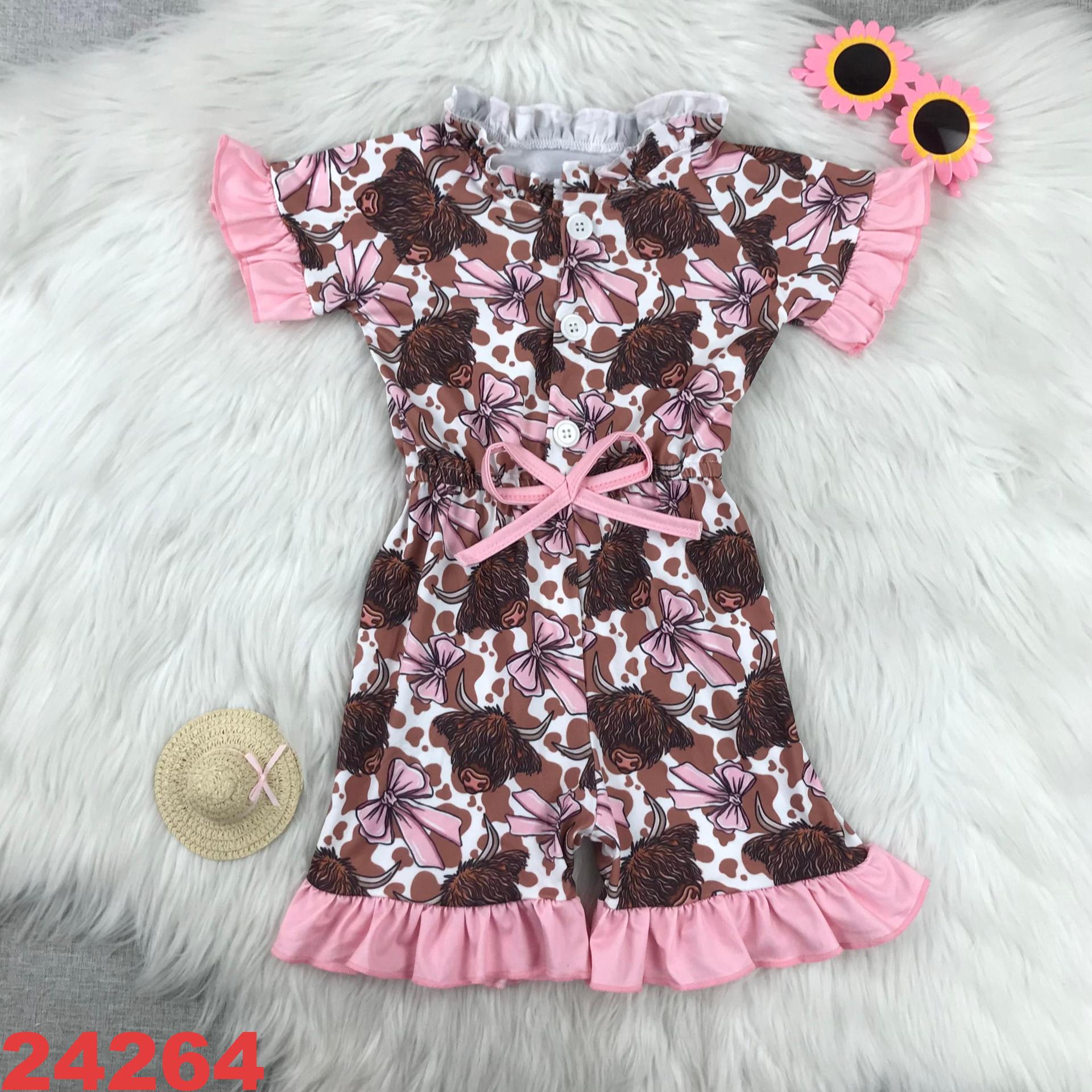 Floral and Animal Print Short-Sleeve Romper with Ruffle Details