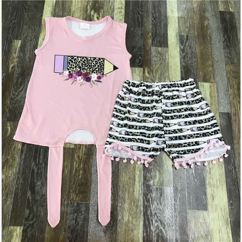 Pink Sleeveless Top and Printed Shorts Set