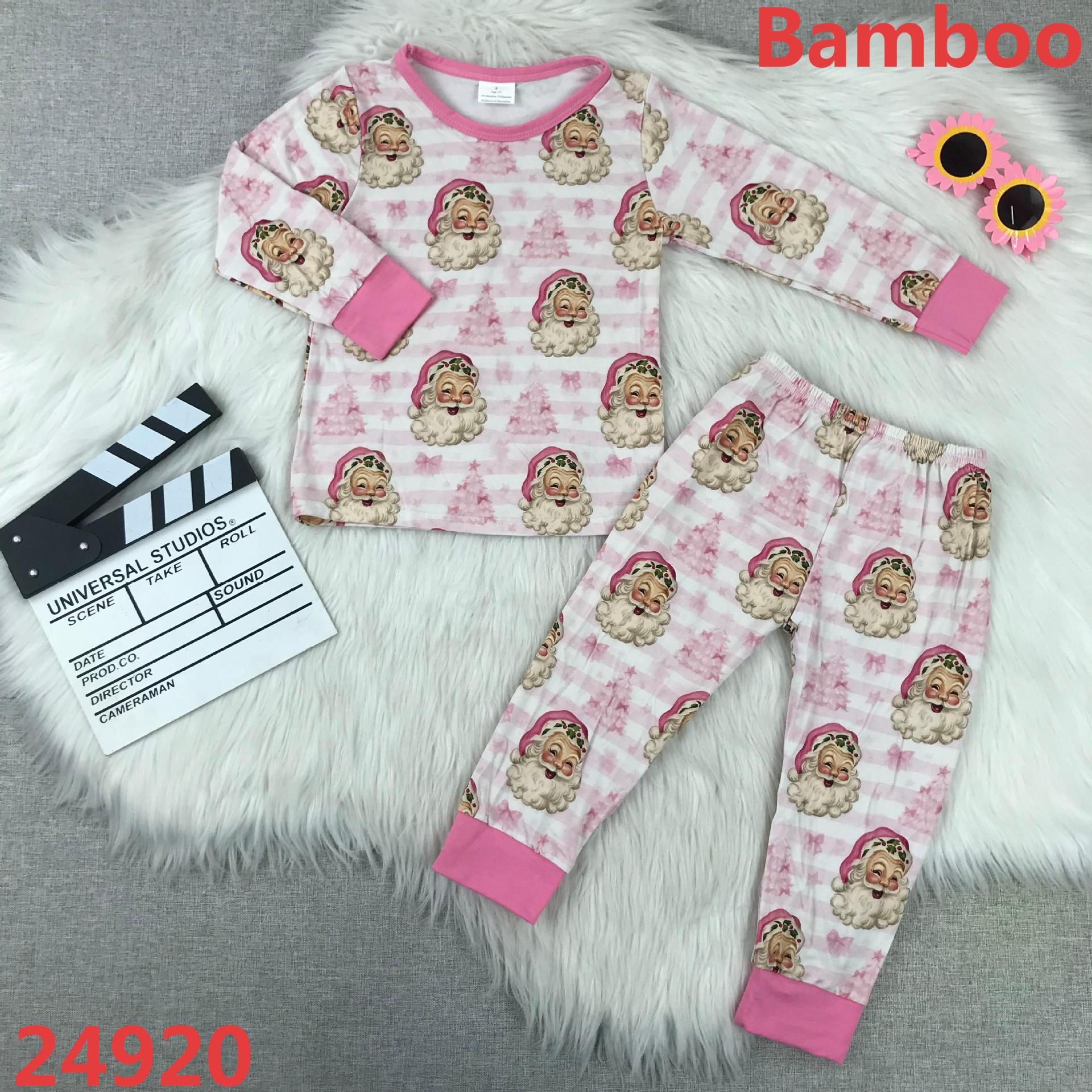 Children's Bamboo Long Sleeve Pajama Set with Santa Design