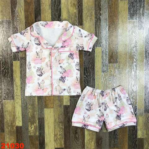 Tropical Print Short Sleeve Pajama Set