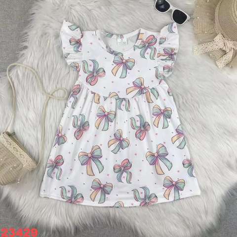 Kids Bow Patterned Dress
