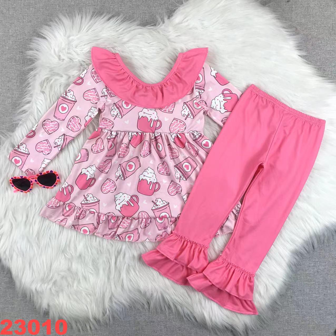 Girls' Long Sleeve Ruffle Top and Legging Set