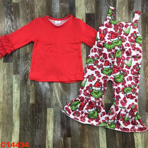 Children's Long Sleeve Holiday Set with Printed Bottoms