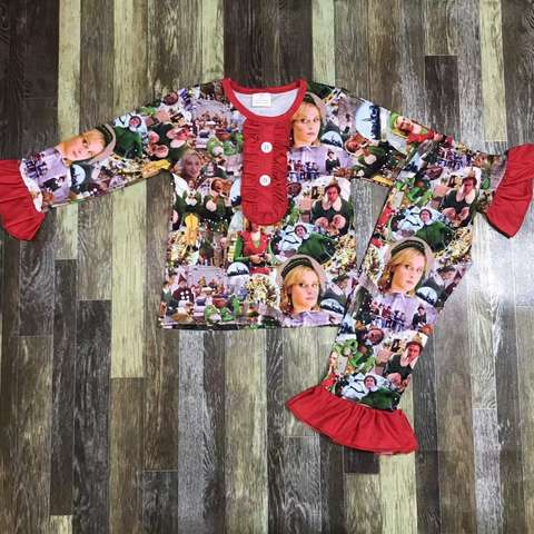 Festive Long Sleeve Ruffled Button Set