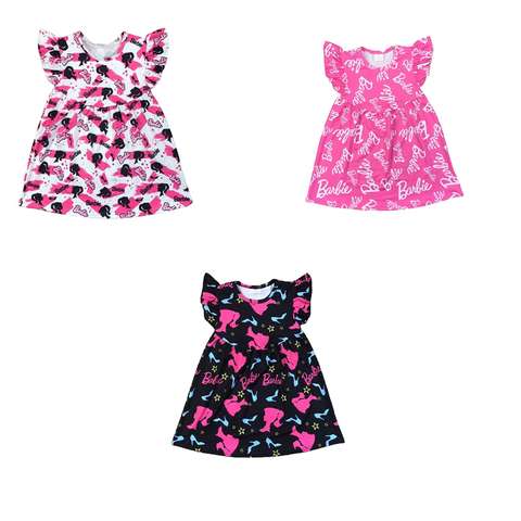 Girls' Printed Flutter Sleeve Dresses