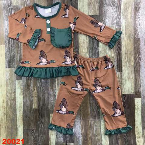 Duck Pattern Long Sleeve Ruffle Set