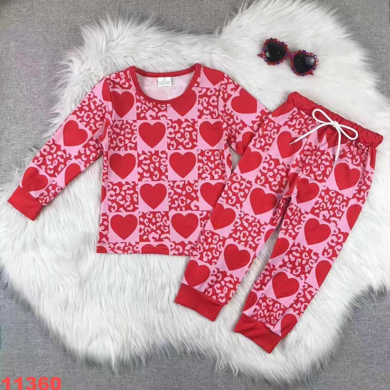 Children's Long Sleeve Heart Print Matching Set