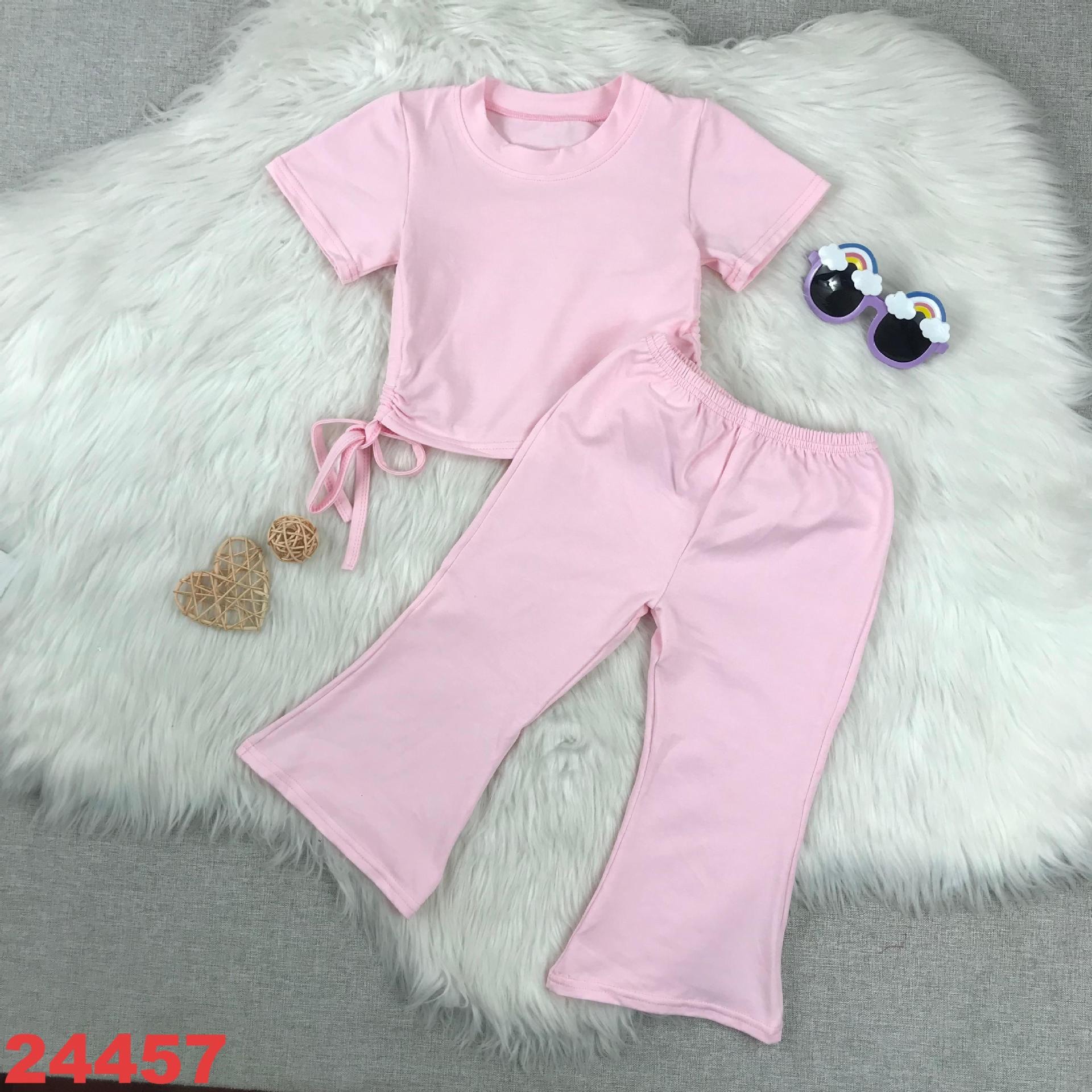 Kids Pink Short Sleeve Top and Pants Set