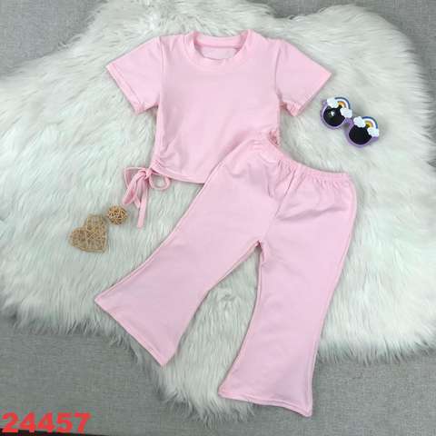 Kids Pink Short Sleeve Top and Pants Set