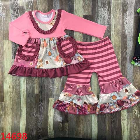 Girls' Ruffled Long Sleeve and Pants Set