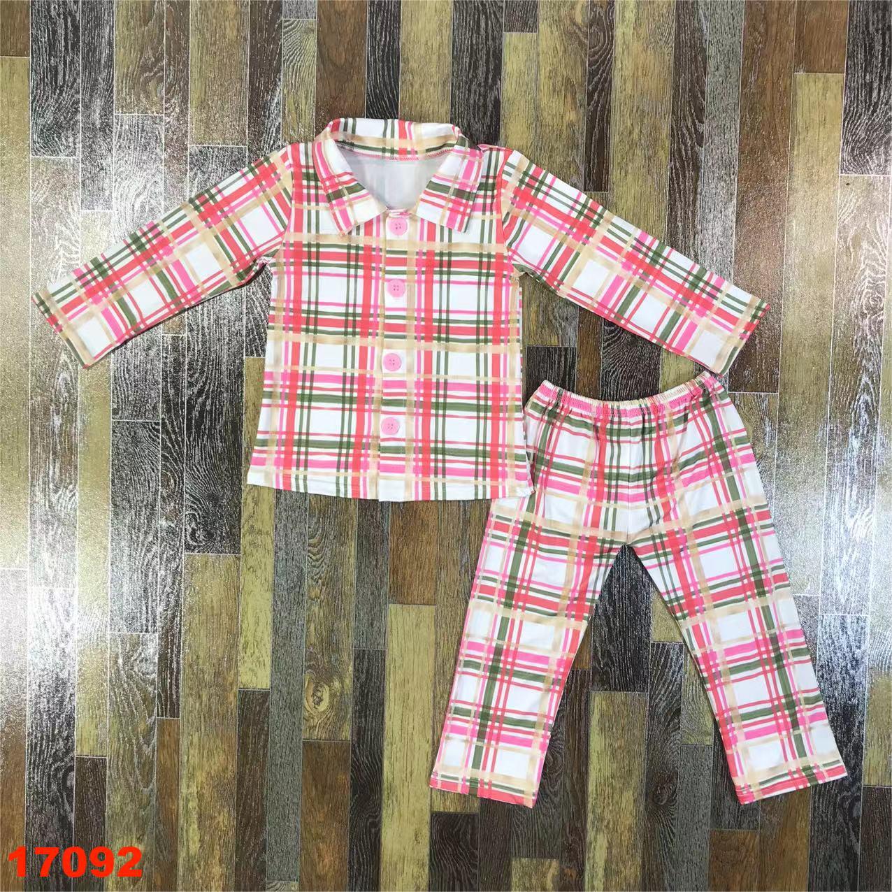 Plaid Long Sleeve Shirt and Pants Set