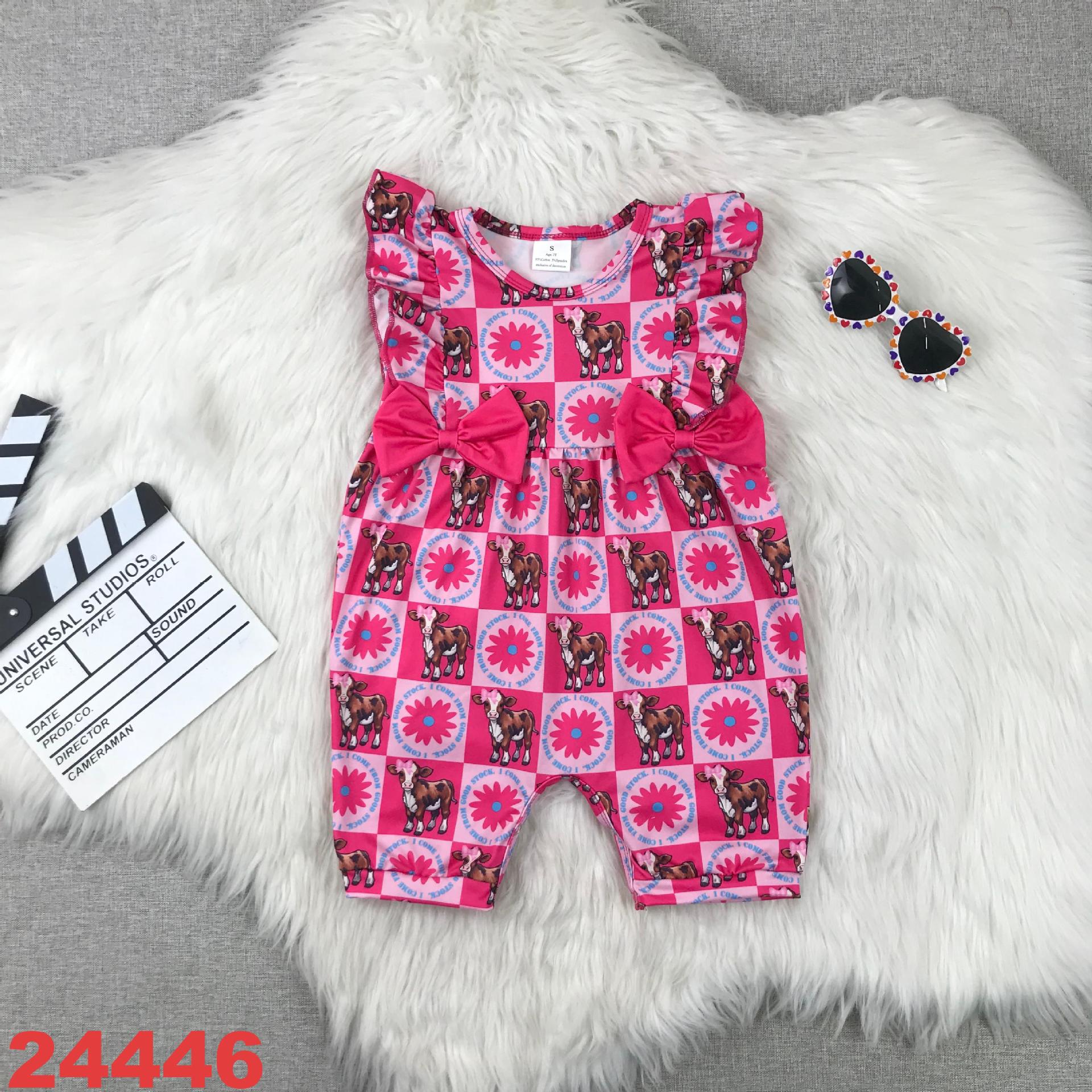 Pink Animal Print Baby Romper with Bows