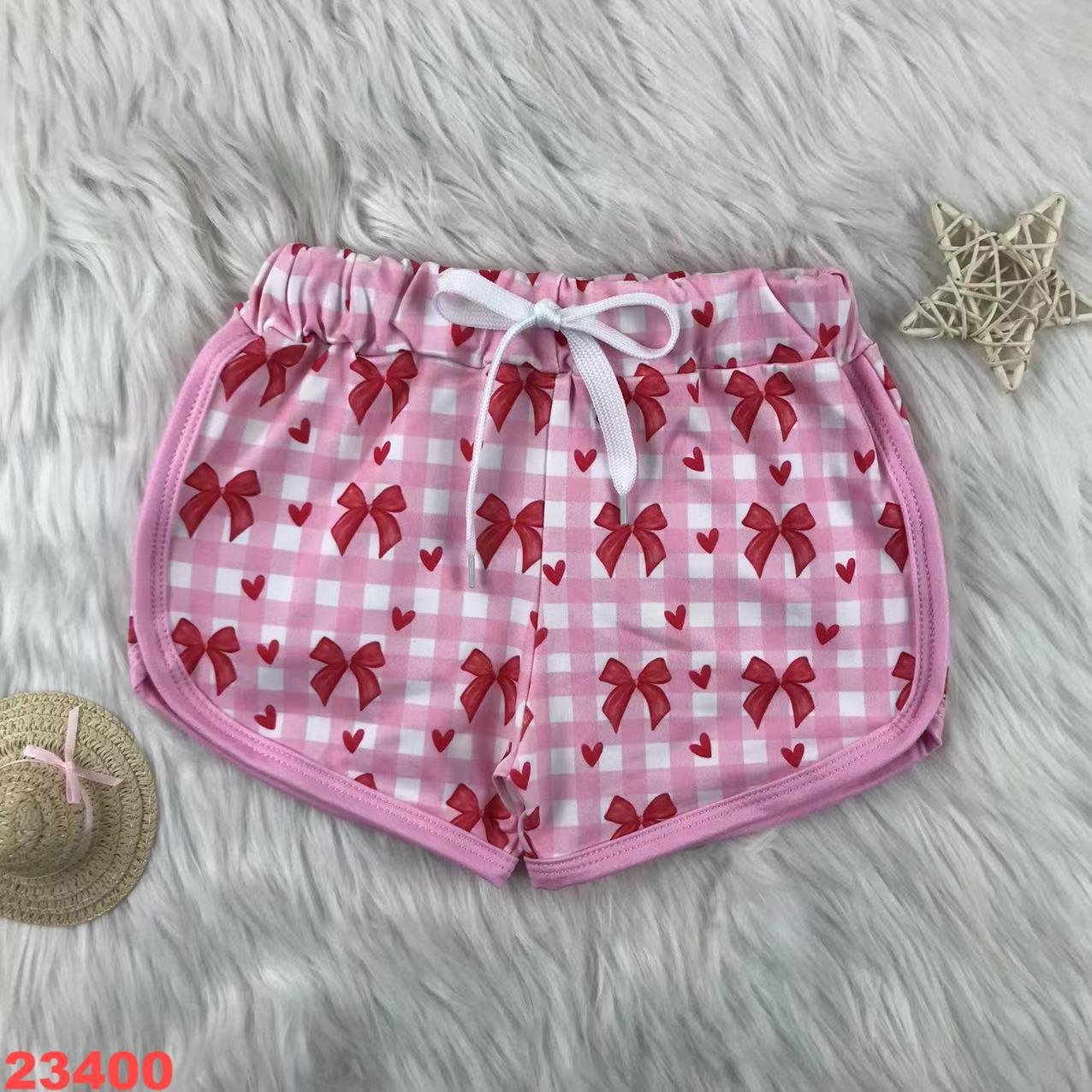 Girls' Printed Bow and Heart Pattern Shorts