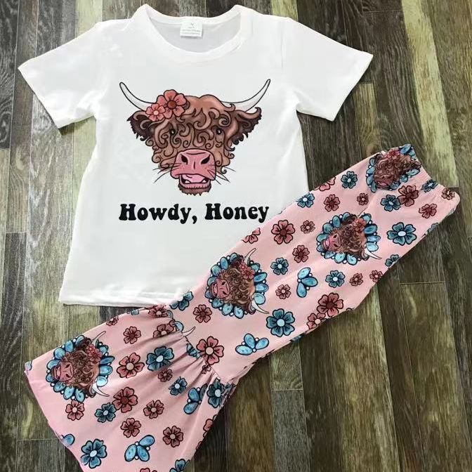 Kids' Howdy Honey Cow Tee and Flared Pants Set