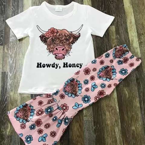 Kids' Howdy Honey Cow Tee and Flared Pants Set
