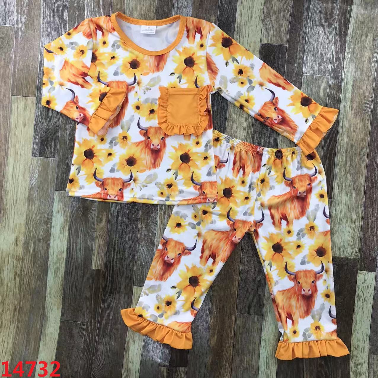 Children's Long Sleeve Floral and Animal Printed Set