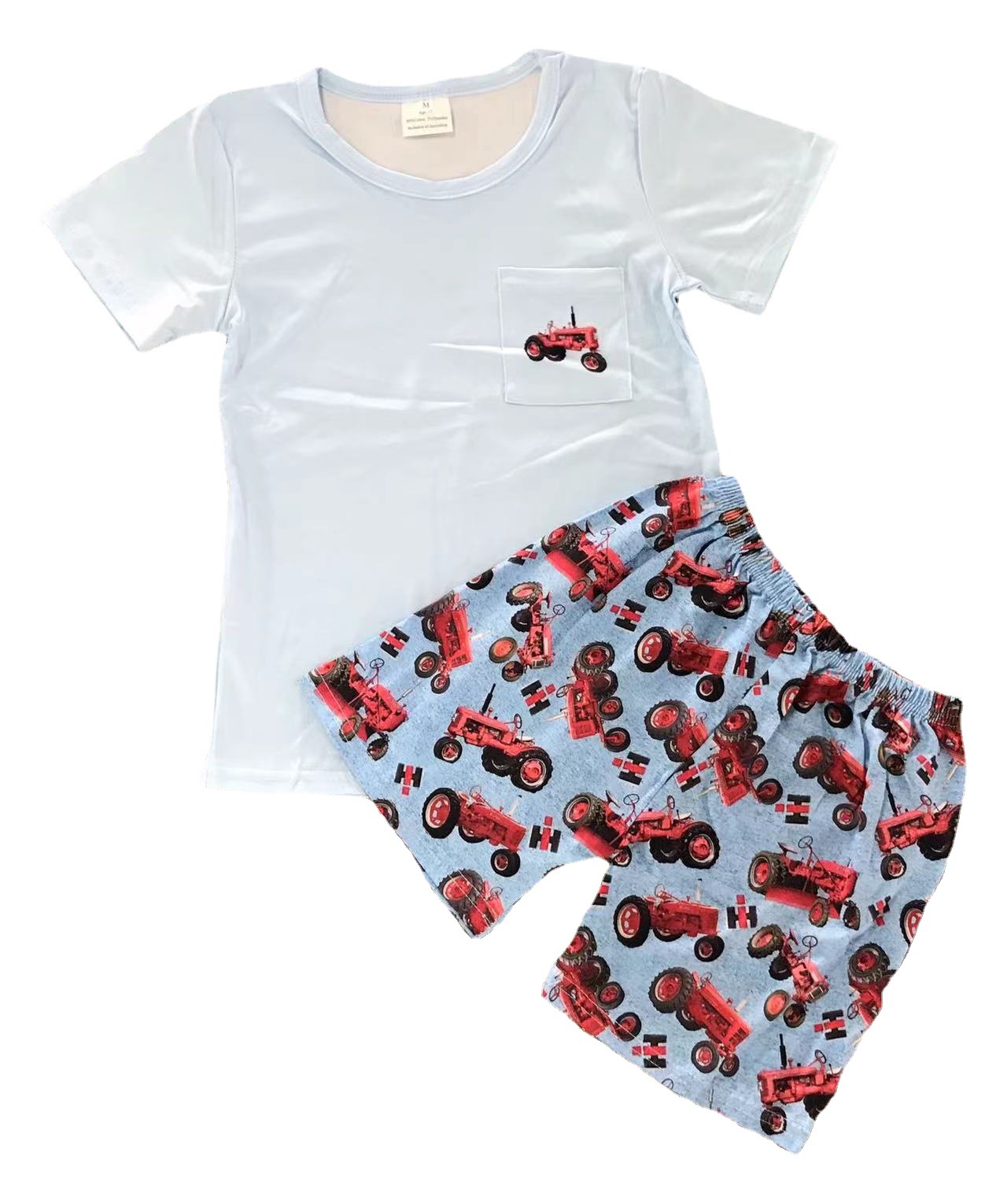 Children's Tractor Print Short Sleeve Set