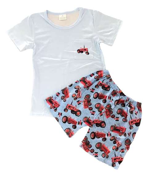 Children's Tractor Print Short Sleeve Set