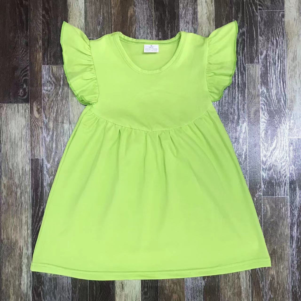 Bright Green Ruffled Sleeve Dress for Girls