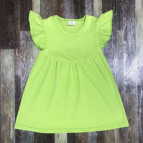 Bright Green Ruffled Sleeve Dress for Girls