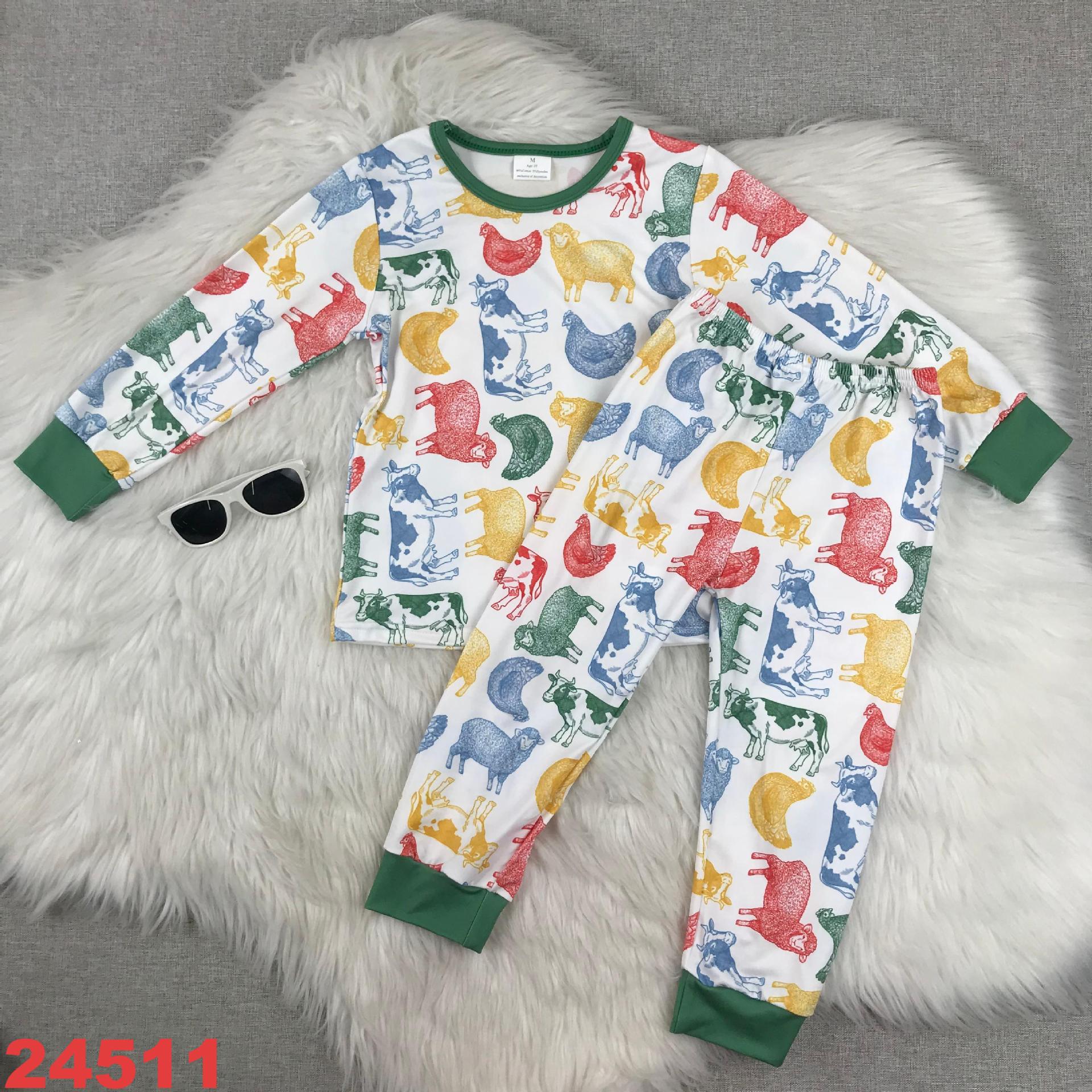 Children's Animal Print Long Sleeve Pajama Set