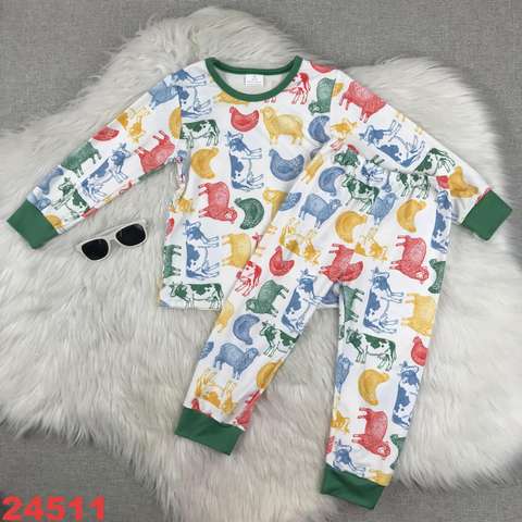 Children's Animal Print Long Sleeve Pajama Set