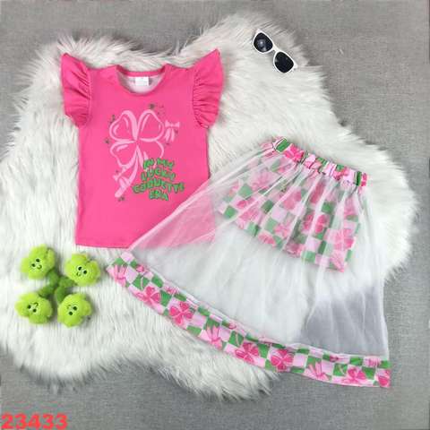 Girls' Floral Skirt and Tee Set