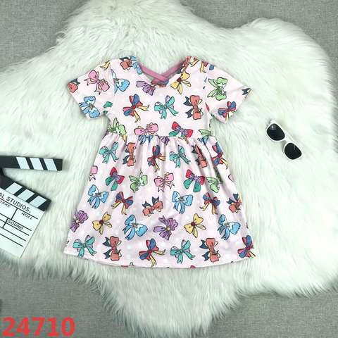 Pink Bow Pattern Kids Dress