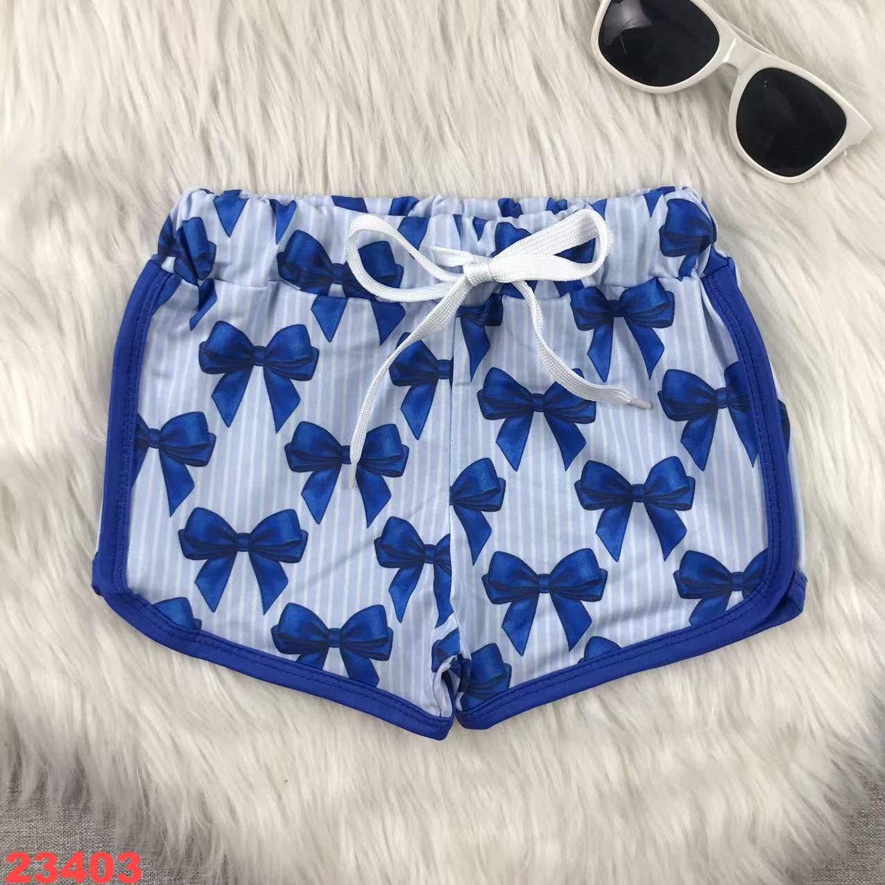 Blue Bow Patterned Shorts for Kids