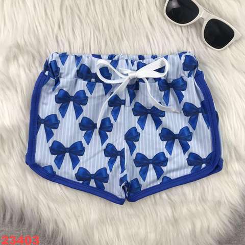 Blue Bow Patterned Shorts for Kids