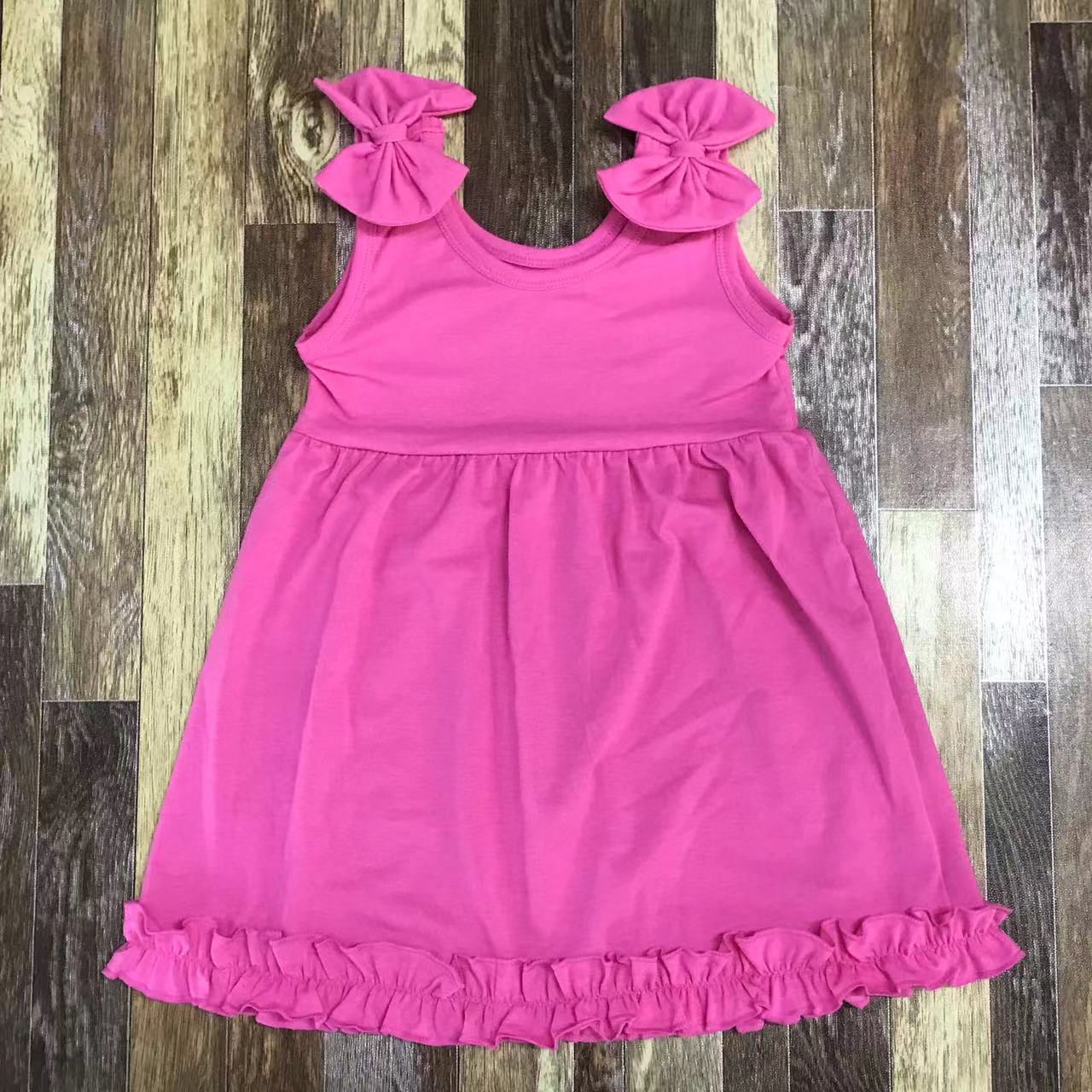Sleeveless Pink Bow Shoulder Girl's Dress