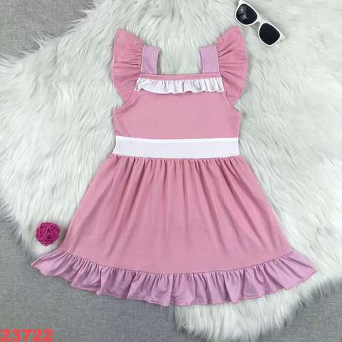Pink Ruffle Sleeve Children's Dress