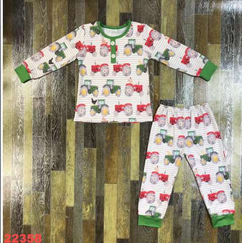 Children's Tractor Print Long Sleeve Pajama Set