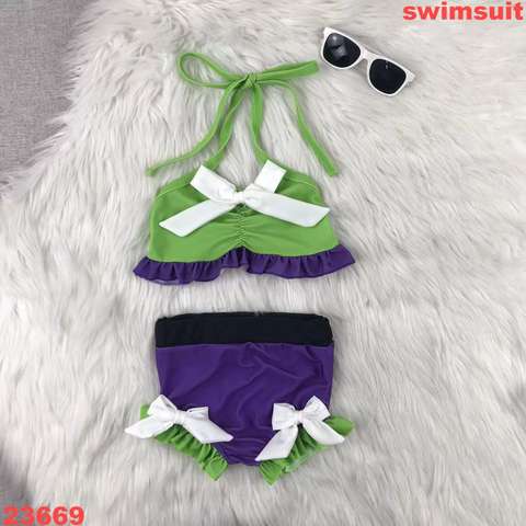 Two-Piece Swimsuit with Bow Accents