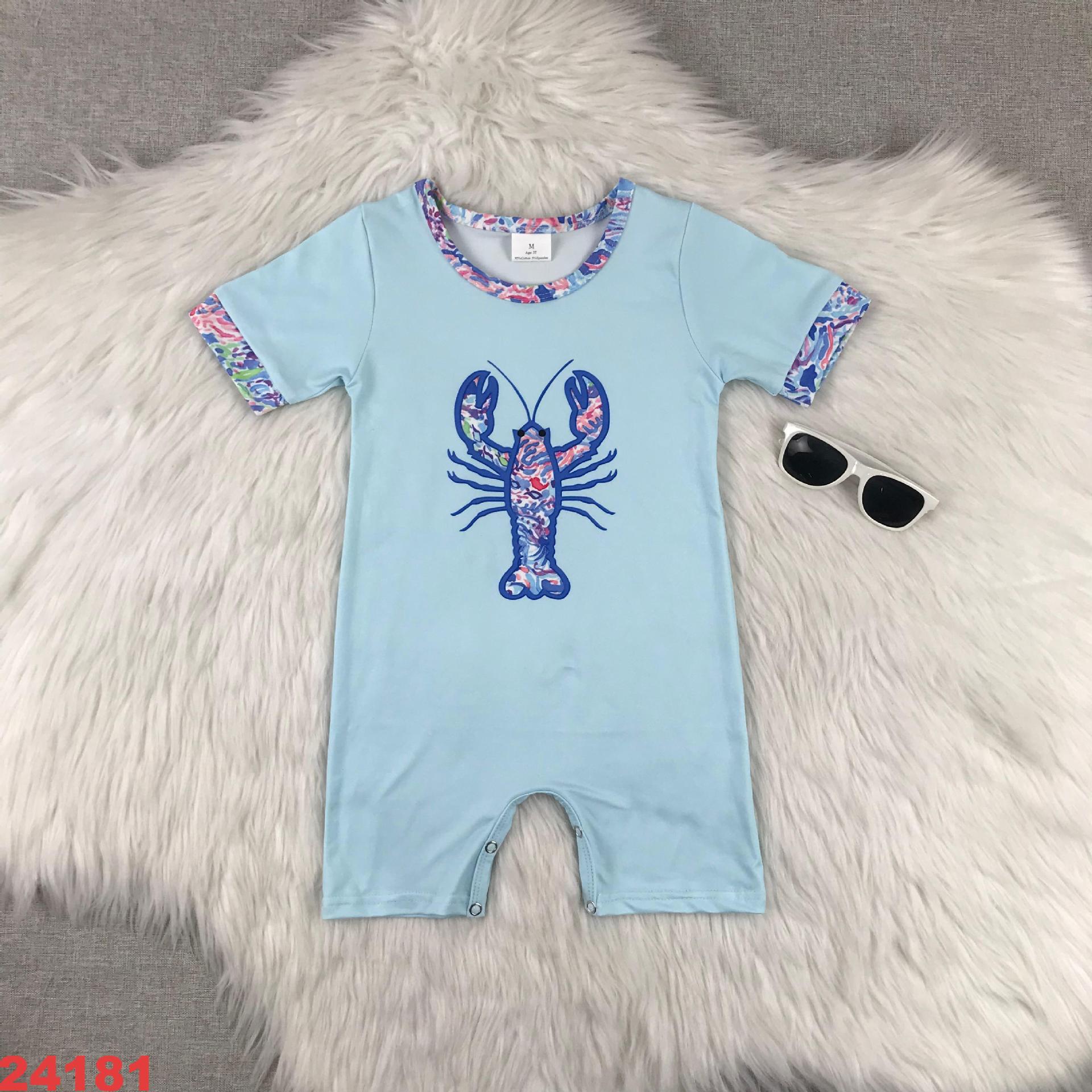 Children's Lobster Printed Short Sleeve Romper