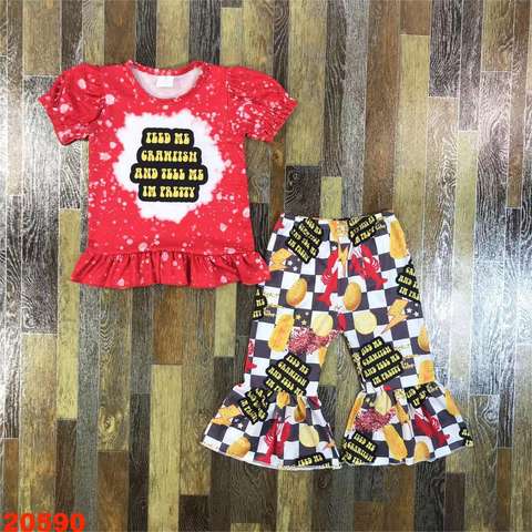 Children's Short Sleeve Top and Pants Set with Seafood Theme