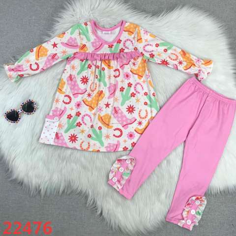 Children's Long Sleeve Floral Top and Pant Set