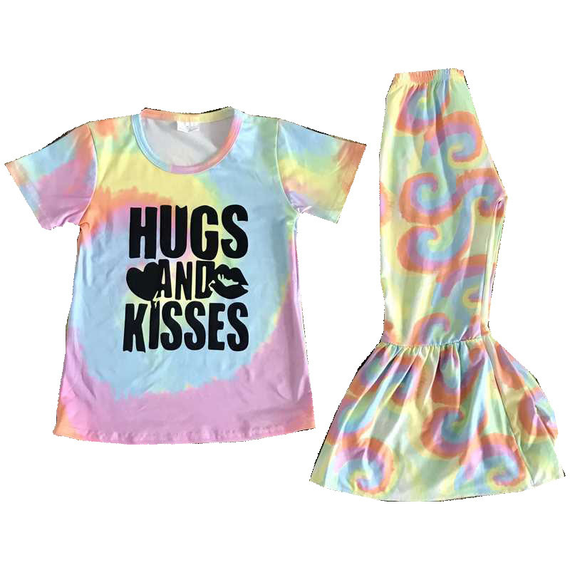 Tie-Dye Short Sleeve Top and Skirt Set for Kids