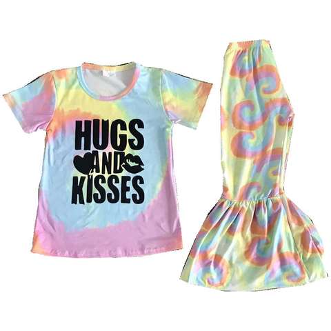 Tie-Dye Short Sleeve Top and Skirt Set for Kids