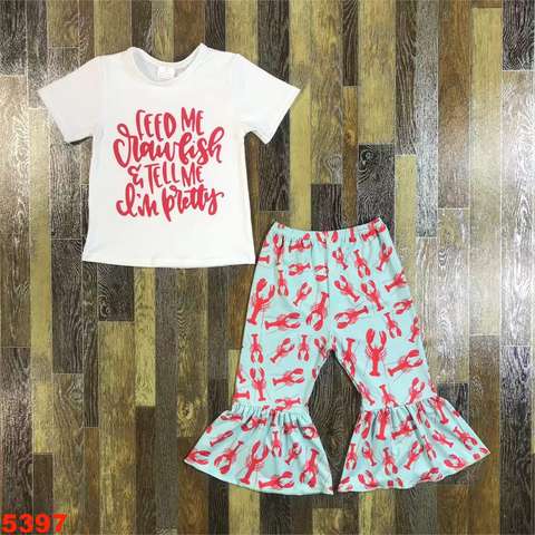 Short Sleeve Top with Ruffled Pants Set