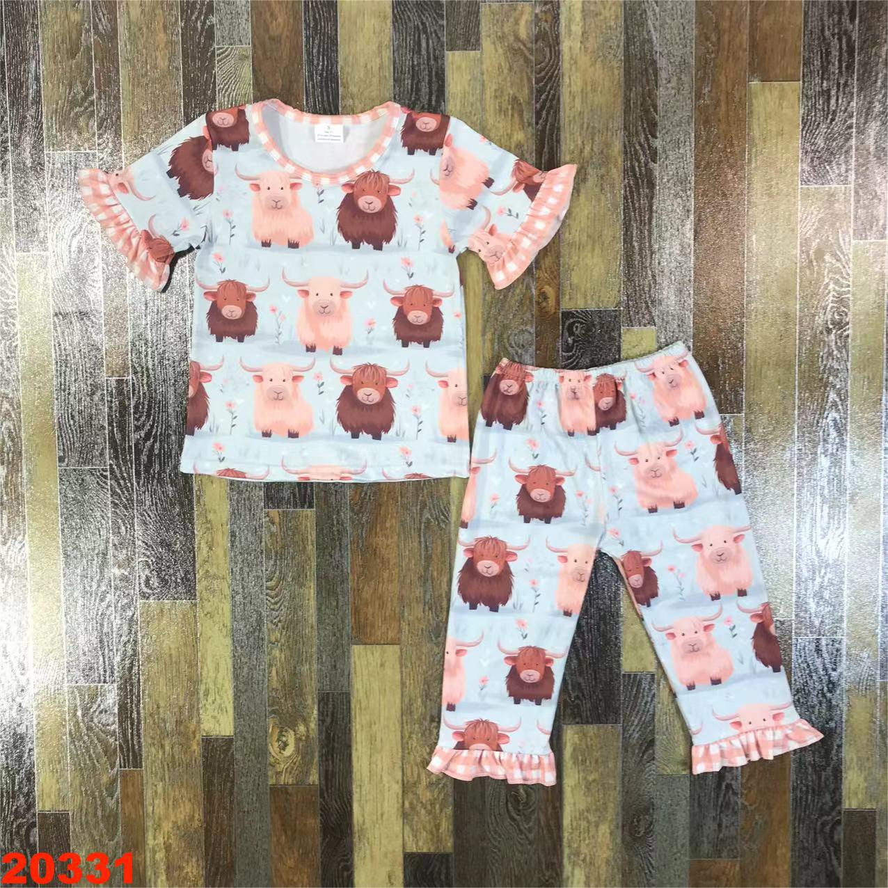 Children's Animal Printed Short Sleeve and Pant Set