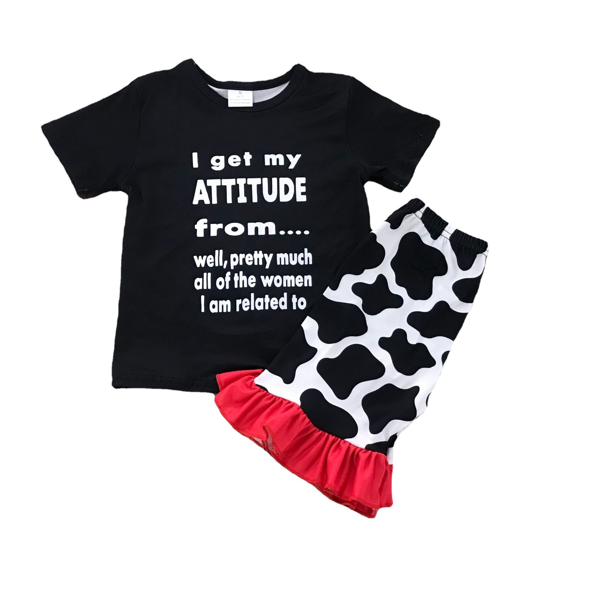 Attitude Cow Print Short Sleeve Set