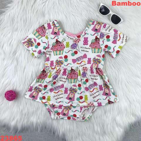 Sweet Candy Print Baby Romper